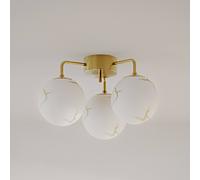 Plafón Bellagio de By Rydéns, latón/blanco, 3 luces, cristal