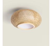 LEDKIA LIGHTING Plafón Circular de Bambú Ø 400 mm E27 hasta 40 W 220-240V AC | IP20 Interior | Lámpara de techo decorativa natural estilo boho para salón, comedor y dormitorio