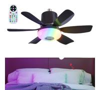 Plafón con ventilador de techo, mando a distancia, 3 velocidades, altavoz | Lámpara LED de techo con ventilador para interiores, casa, salón, cocina, dormitorio, oficina, apartamento