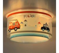Plafón Dalber POLICE, azul/blanco, Ø 33 cm