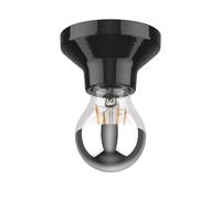 Plafón de porcelana Elektra redondo negro 90mm + E27 LED A60 blanco 6,309W