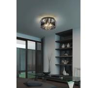 Plafón de techo crystel trio lighting redondo ø34 cm de cristal blanco y vidrio cromo 3 luces compatible con e14