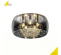 Plafón de techo crystel trio lighting redondo ø50 cm de cristal y vidrio cromo 5 luces compatible con e14