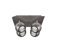Plafón de techo níquel con focos orientables. 4xgu10 bombilla halóg