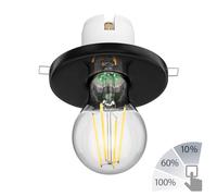 Plafón empotrable de porcelana E27 TELA negro incl. lámpara LED máx. 1020lm
