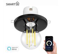 Plafón empotrable de porcelana TELA negro incl. lámpara LED E27 1005lm Smart