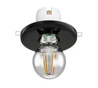 Plafón empotrable de porcelana TELA negro incl. lámpara LED E27 cristal