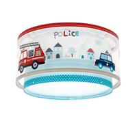 Plafón Dalber POLICE, azul/blanco, Ø 33 cm