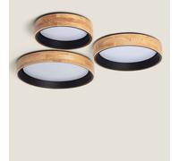 LEDKIA LIGHTING - Plafón LED Circular 20W | Madera Ø470 mm | Temperatura de Color Seleccionable | 1800 lm Luminosidad | Fácil Instalación, Blanco