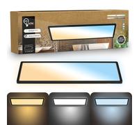 B.K.Licht - Panel LED plano con mando a distancia, regulable, iluminación indirecta, CCT ajustable de luz cálida a luz diurna, IP44, plafon led techo baño, lámpara techo, salón, 58x20x3 cm, negro