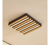 Plafón LED Firka de Lindby, blanco, madera, 42 cm, CCT, atenuable.