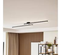 Plafón LED Lindby Aurendor, 135 cm, negro, metal