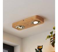 Plafón LED Lindby Mikari, 30 cm, madera, orientable