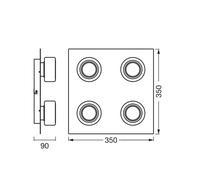 Plafón LED OR LAME de OSRAM, cromada, 4 luces, CCT IP44
