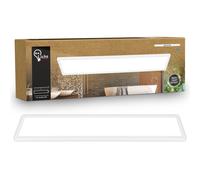 B.K.Licht - Lámpara LED de techo con luz indirecta, plana, luz blanca neutra, IP44, panel, lámpara LED, lámpara de techo, lámpara de baño, lámpara de salón, lámpara de cocina, 98 x 20 x 3 cm, blanca