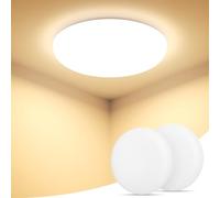 Plafon LED Techo, 36W 4500LM Lampara Techo 3000K Plafon LED Techo IP54 2Pcs | Plafones Para Techo LED Lámpara de Baño, Moderna Lamparas de Dormitorio Redonda Sin Marco de Estar Cocina Pasillo