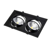 Plafón LED techo plano con 2 agujeros, luz fría 6400K AR111, 2x18W 2100 lm, ángulo 120°, medidas 18.5x33.5x4.5 cm para iluminación interior