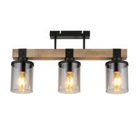 Globo Lighting Lila lámpara de techo 3x60 W negro-ahumado-madera 15555-3D