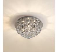 Plafón Lindby Antonino, 4 luces, cromo, cristal, 35cm