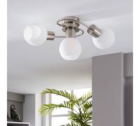 Plafón Lindby Ciala, 3 luces, color níquel, cristal