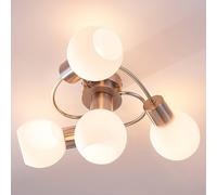Plafón Lindby Ciala, 43 cm, 4 luces, color níquel, cristal