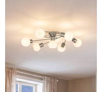 Plafón Lindby Ciala, 7 luces, color níquel, cristal