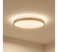 Plafón Lindby Smart LED Mirren madera Ø39,5cm CCT Tuya