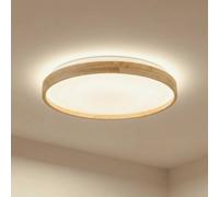 Plafón Lindby Smart LED Mirren madera Ø49,5cm CCT Tuya