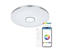 Plafón SmartLED KSIX Aura, Altavoz 5 W integrado, RGBIC+CCT, Diámetro 49 cm, 7.200 lm, 66 W, App iLink, Blanco