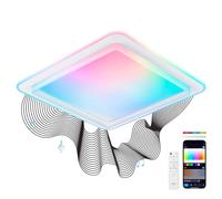 Plafón SmartLED KSIX Celeste, Diseño cuadrado, Altavoz, RGBIC + CCT, 48,5 x 48,5 x 9 cm, 4450 lm, 35W, App Tuya, Blanco