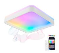Plafón SmartLED KSIX Stellar Plus, Cuadrado, Altavoz, RGBIC + CCT, 49x49x7,5cm, 4450 lm, 35W, App Tuya, Blanco
