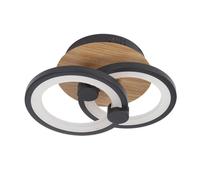 Plafon sydney 32w 3000-4000-6500k negro/madera oscura 14x30x20cm 4160l