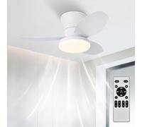 Plafón Ventilador de Techo con Luz LED 30W, Motor DC Silencioso Ø80cm, 6 Velocidades con Mando, Función Invierno-Verano, 3 Temperaturas y Temporizador, Lámpara Ventilador Moderna para Dormitorio y