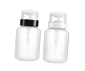 PLAFOPE 4 piezas Botellas Dosificadoras Vacías para Quitaesmalte con Bomba Presionable y Cierre Seguro de Unidades para Almacenamiento Líquido Negras y Fácil y Recarga