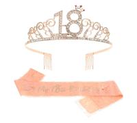 PLAFOPE Set de Cumpleaños Diadema y Banda de Encaje para Fiesta de Niña, 2 Piezas Elegantes para Decoración en Cumpleaños y Eventos Obsequios