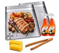 Plancha 2 juegos de 30 x 40 cm, borde reversible, compatible con barbacoa Weber 57