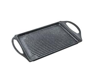 Plancha aluminio fundido rayada piedra - medida de 29X22cm - Adecuada para vitrocerámica, gas, eléctrica, inducción - Cocina sin pegarse incluso sin aceite