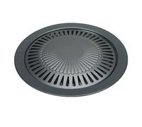 Plancha Antiadherente para cocinas portatiles, Plancha para hornillos. Parilla portatil de 30cm de diámetro con bandeja que recoge grasas. Compatible con todas la marcas de hornillos de gas. FYSHOP