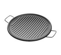 Vaello Campos Plancha Asador La Valenciana 46 cm – Acero esmaltado con ranuras, 2 asas, Negro