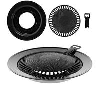 Plancha barbacoa para estufas de gas, plancha hierro fundido para una parrilla con un diámetro de unos 32 cm, de camping plancha de gas butano, accesorios para hornillo, bandeja para barbacoa