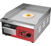 Plancha de acero inoxidable profesional de 2000W, con superficie de cocción lisa de 36 x 40 cm y rango de temperatura de 88-300 °C. Incluye [espátula/utensilio]