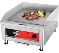 Plancha de acero inoxidable profesional de 2500W, con superficie de cocción lisa de 40 x 40 cm, temperatura de 88-300 °C, ideal para restaurantes