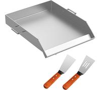 Plancha de acero inoxidable VEVOR, rejilla para parrilla Weber de acero inoxidable, 40 x 45,7 x 8 cm, rejilla redonda de gran superficie, rejilla de hierro fundido con 2 espátulas, plancha compatible