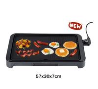 Plancha de Asar eléctrica 2000W con termostato ajustable Placa de parrilla electrica antiadherente de doble cara Bandeja de goteo de aceite A-Plancha de Asar