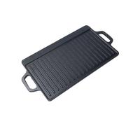 Plancha de Hierro Fundido de Doble Cara, Versátil para Barbacoas y Acampadas Al Aire Libre, con Doble Función para Asar A la Parrilla, Tanto A Rayas