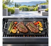 Plancha de Hierro para Campingaz 400 ST, Parrilla Reversible Grande | Plancha de hierro reversible con lado acanalado y lado liso para asar, sellar y cocinar a diario
