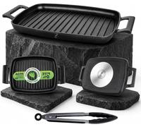 Plancha de inducción - Parrilla para barbacoa - Cocina saludable - Recubrimiento cerámico alemán - 47 cm, rectangular - Plateado