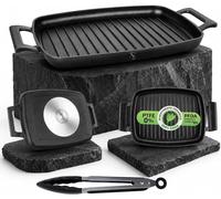 Plancha de inducción - Parrilla para barbacoa - Cocina saludable - Recubrimiento cerámico alemán - 47 cm, rectangular - Plateado