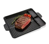 Plancha de parrilla de 32 × 26 cm con revestimiento antiadherente, sartén rectangular para hornillo de gas y camping, accesorio de fundición de aluminio para parrilla de gas, cocina y barbacoa al aire