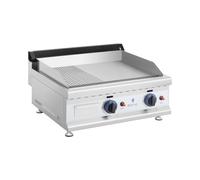 Royal Catering Fry Top de Gas Doble para Cocina Parrilla Profesional RC-GGHR600 (60 x 40 cm, Lisa/ondulada, 2 x 3.100 W, Gas natural)
